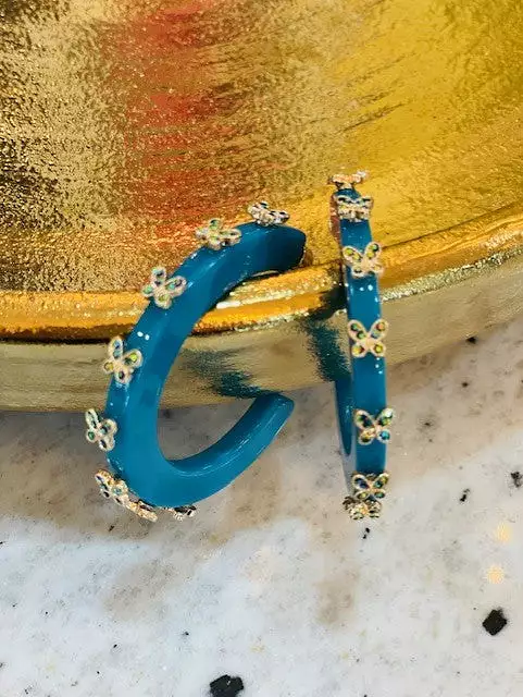 SMALL BUTTERFLY HOOP EARRINGS