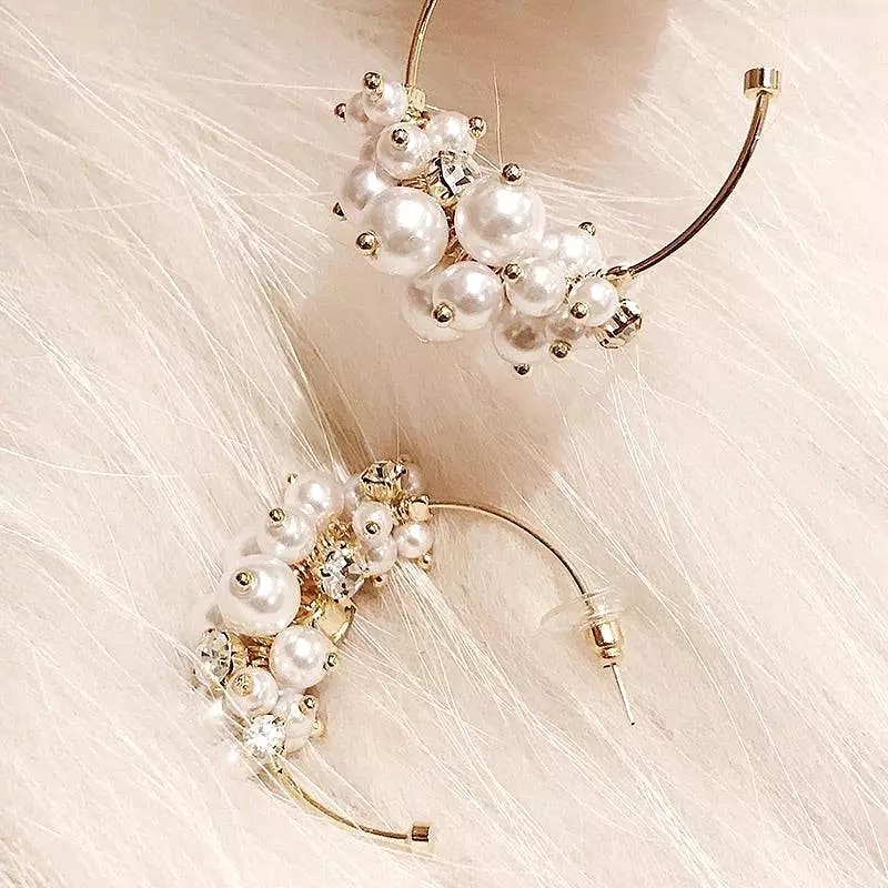 Small Pearl Hoop Earrings