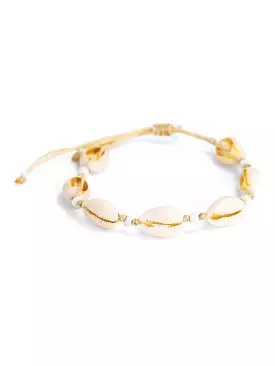 Small White Cowrie Shell And Bead Anklet