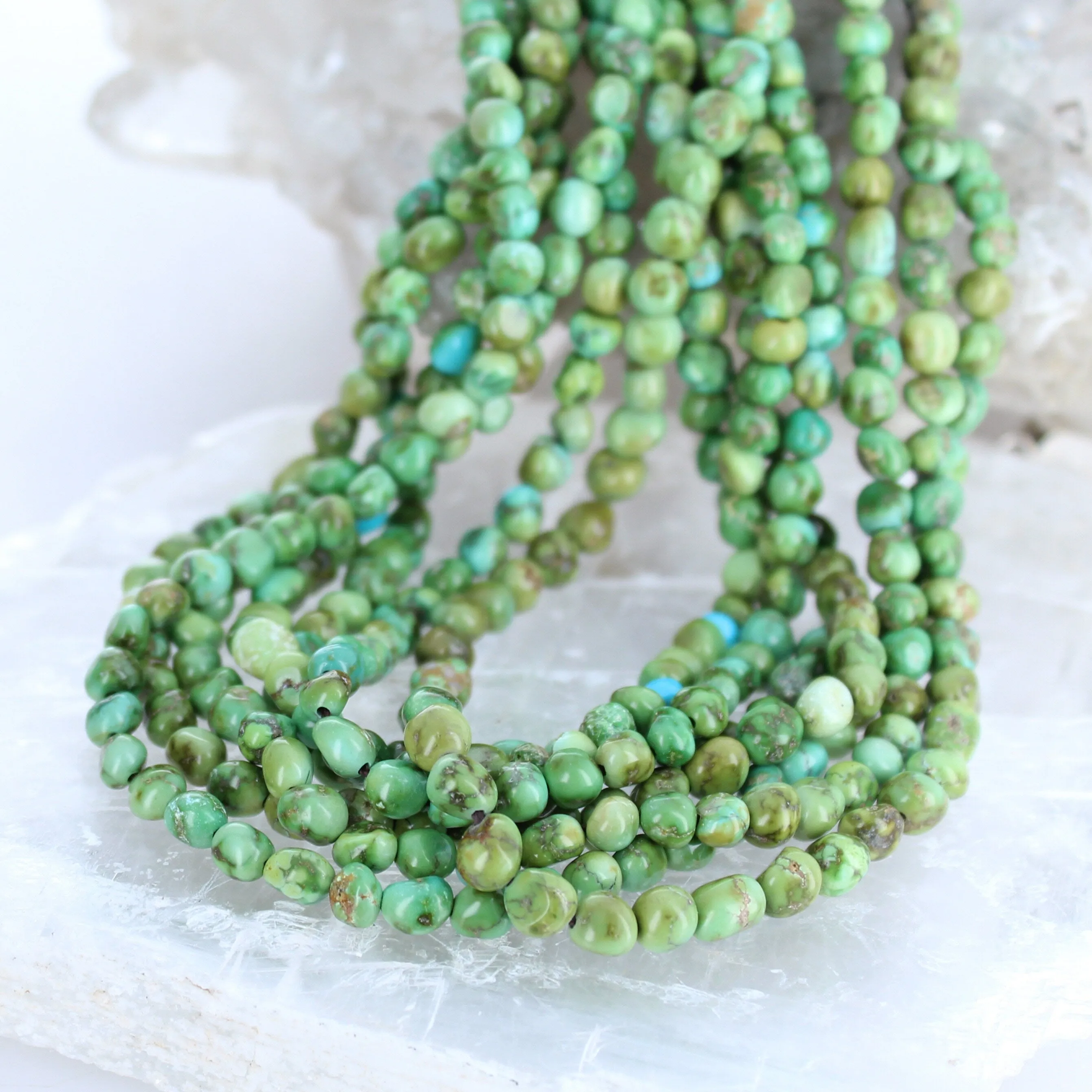 Sonoran Gold Turquoise Beads Lime Green Semi Round 5-5.5mm