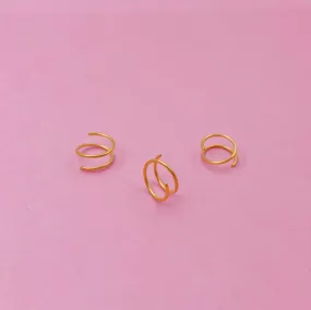 Spiral Thin Ear Hugger Hoop (2 hoops with 1 piercing)