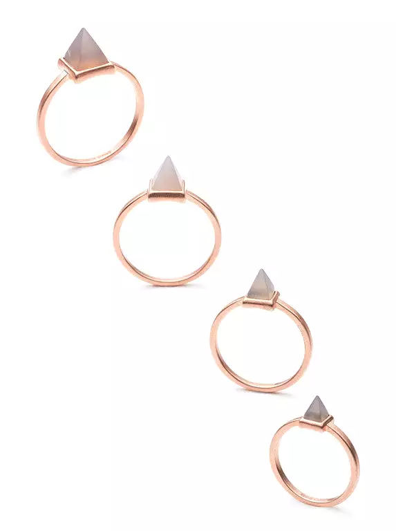 Stackable Gemstone Pyramid Ring Set