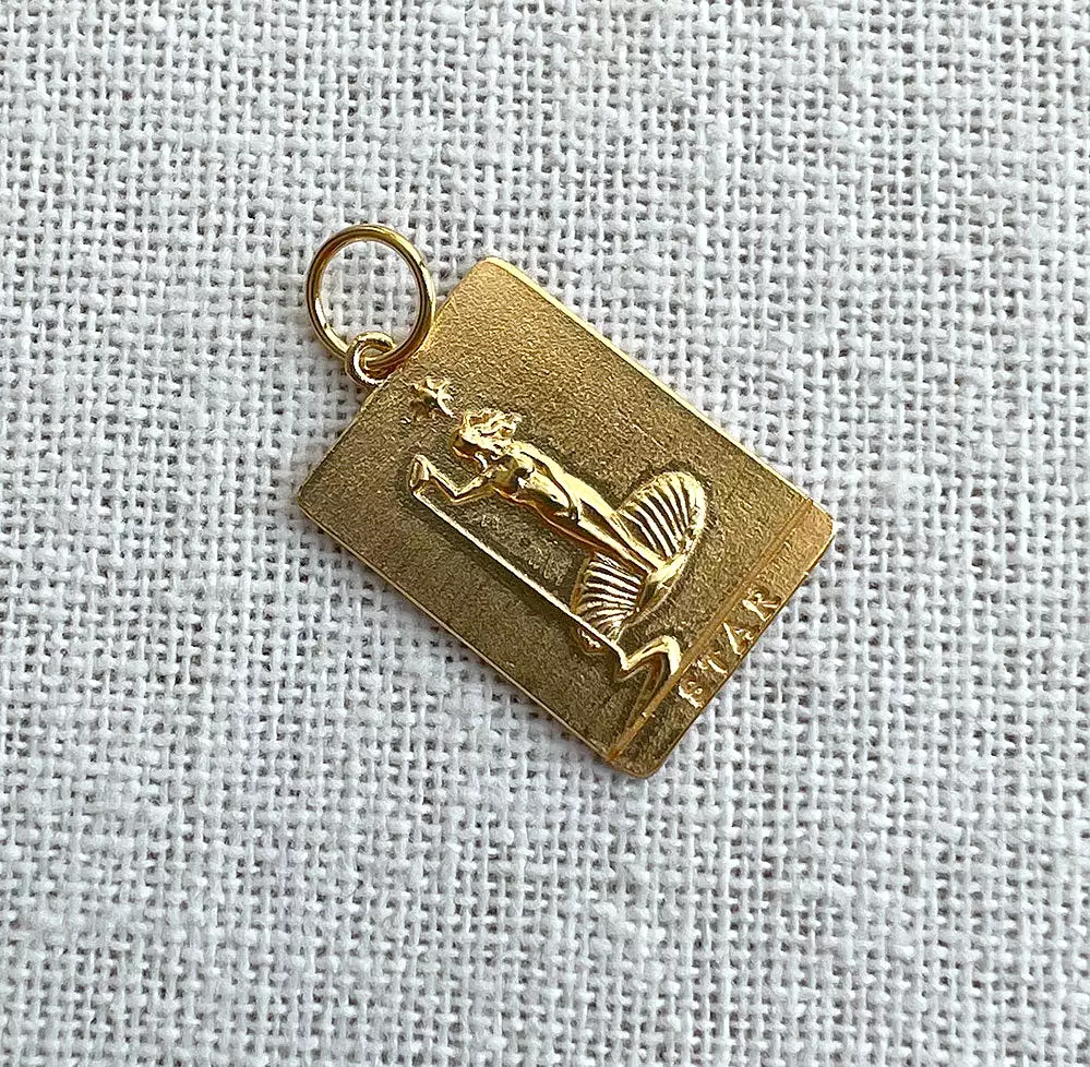 Star Square Tarot Charm, Gold