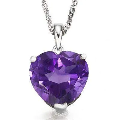 STUNNING 0.5 CARAT 5MM HEART AMETHYST 10K SOLID WHITE GOLD PENDANT