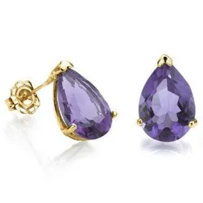 STUNNING 1 CARAT TW (2 PCS) AMETHYST 10K SOLID YELLOW GOLD EARRINGS