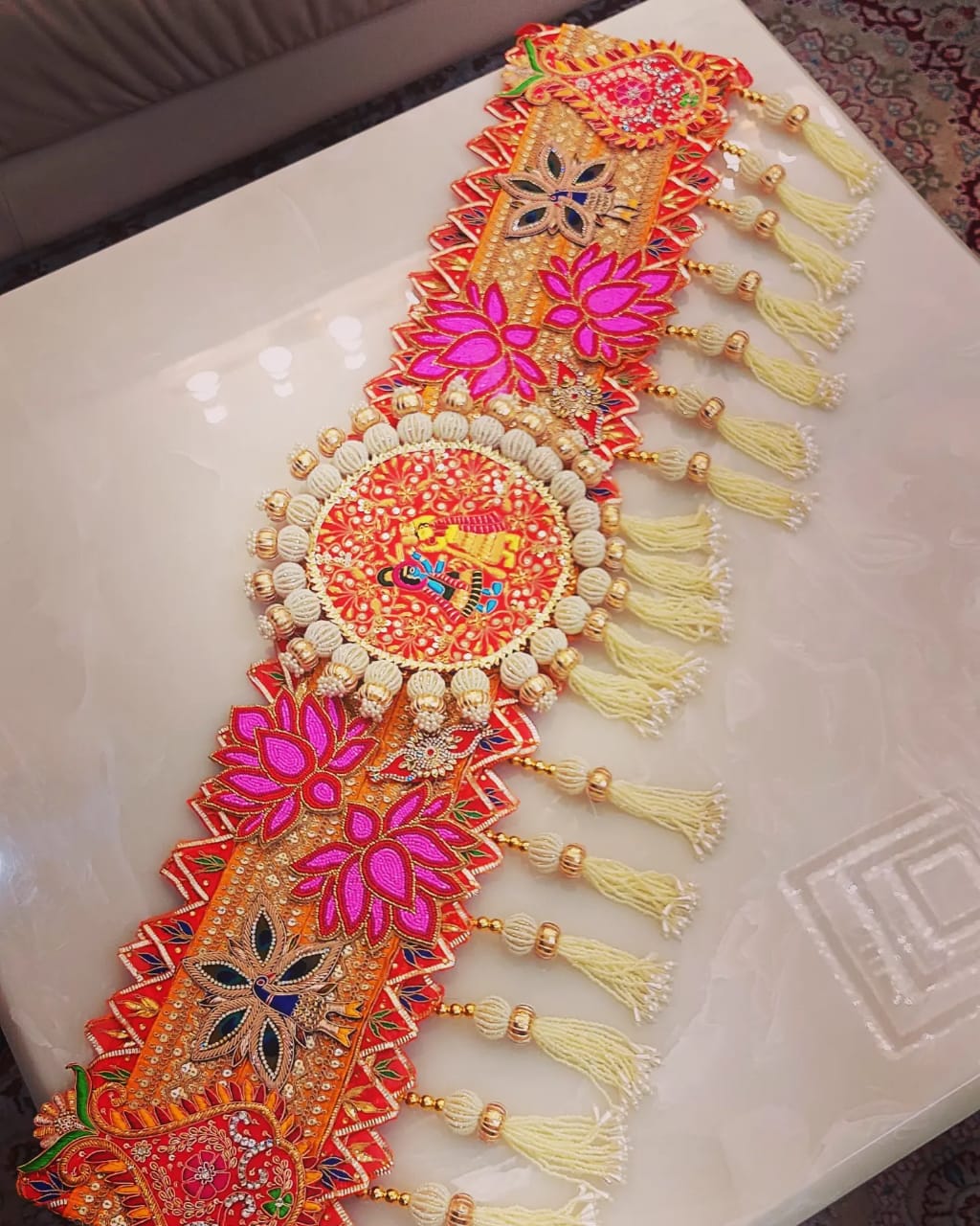 Swagat, Beautiful Hand crafted  Bead Work Bandanwar / Door Decoration -DECOR001BW