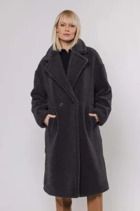 Teddy Double Breasted Coat - Graphite