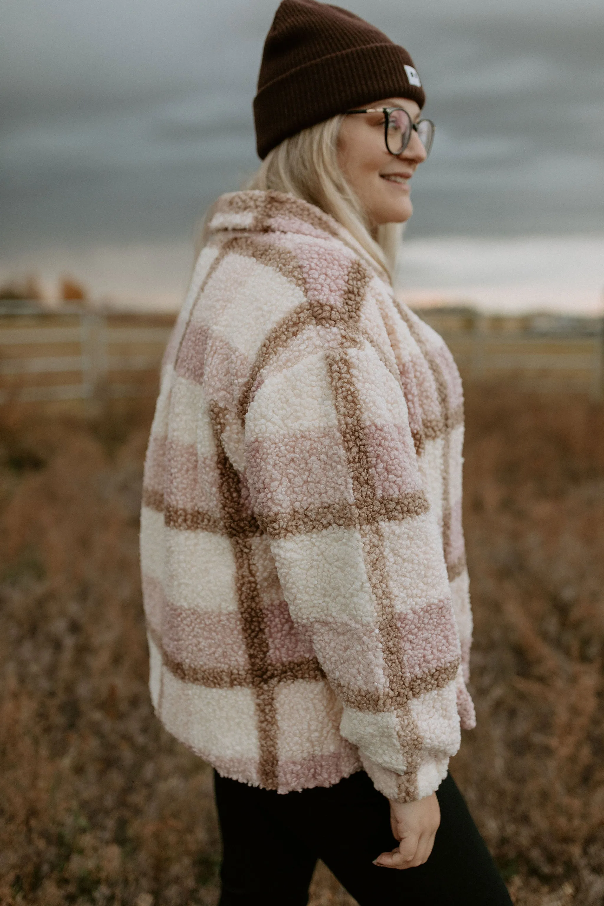 The Campfire Plaid Teddy Coat - PLUS