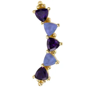 Trillion Panaraya Threaded End in Gold with Amethyst & Sandblasted Tanzanite