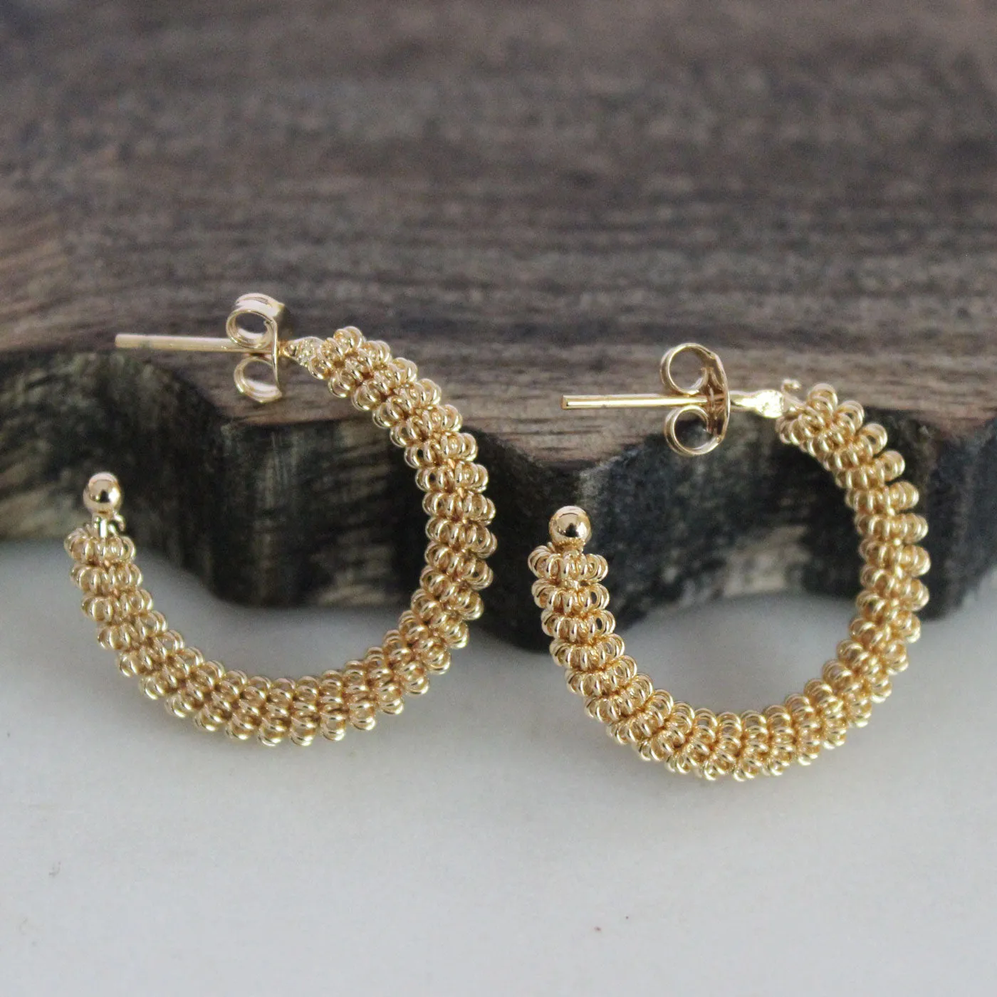 Twisted Bead Hoops