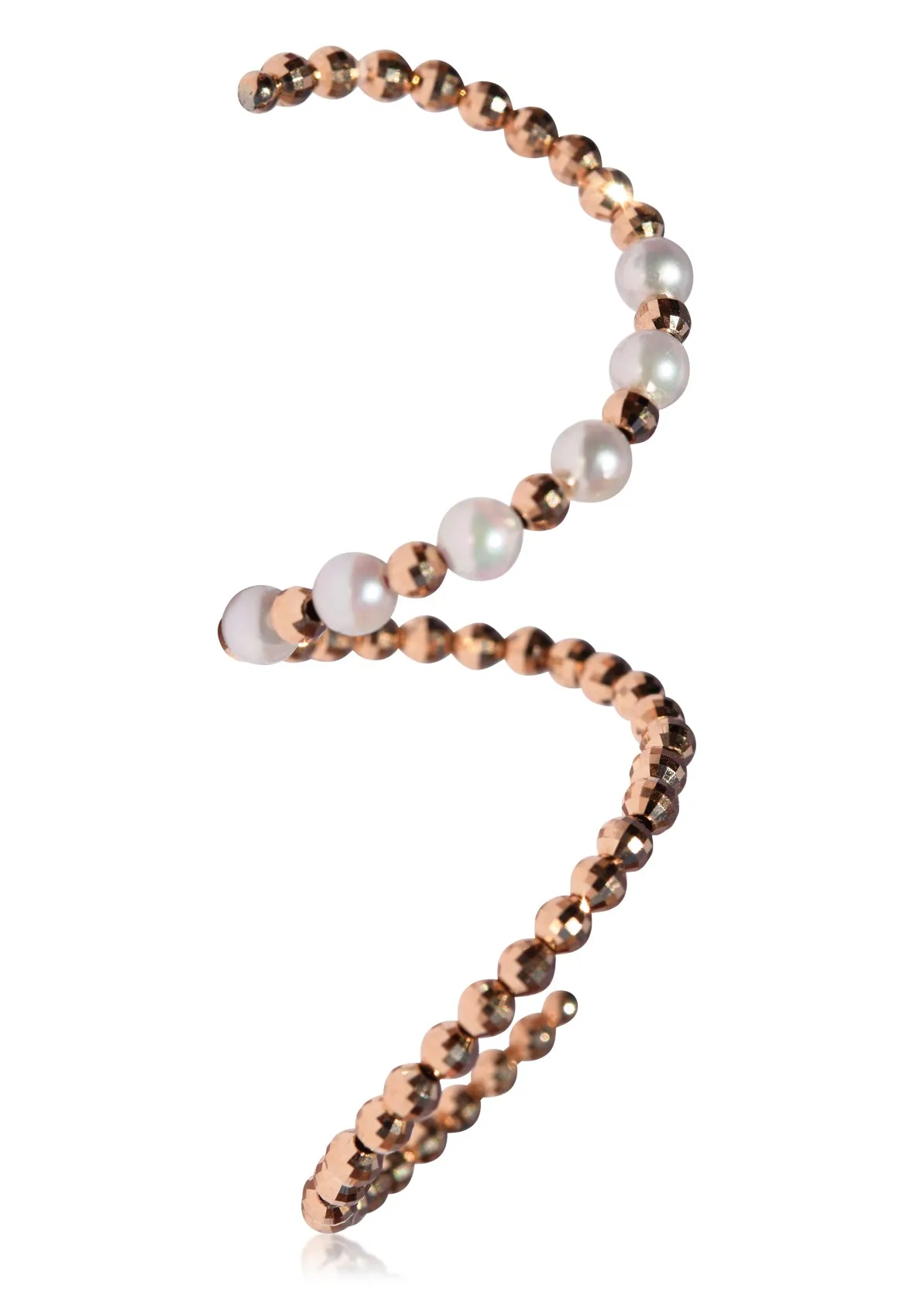 Two-Layer Rose Gold and Akoya Pearl Spiral Ring