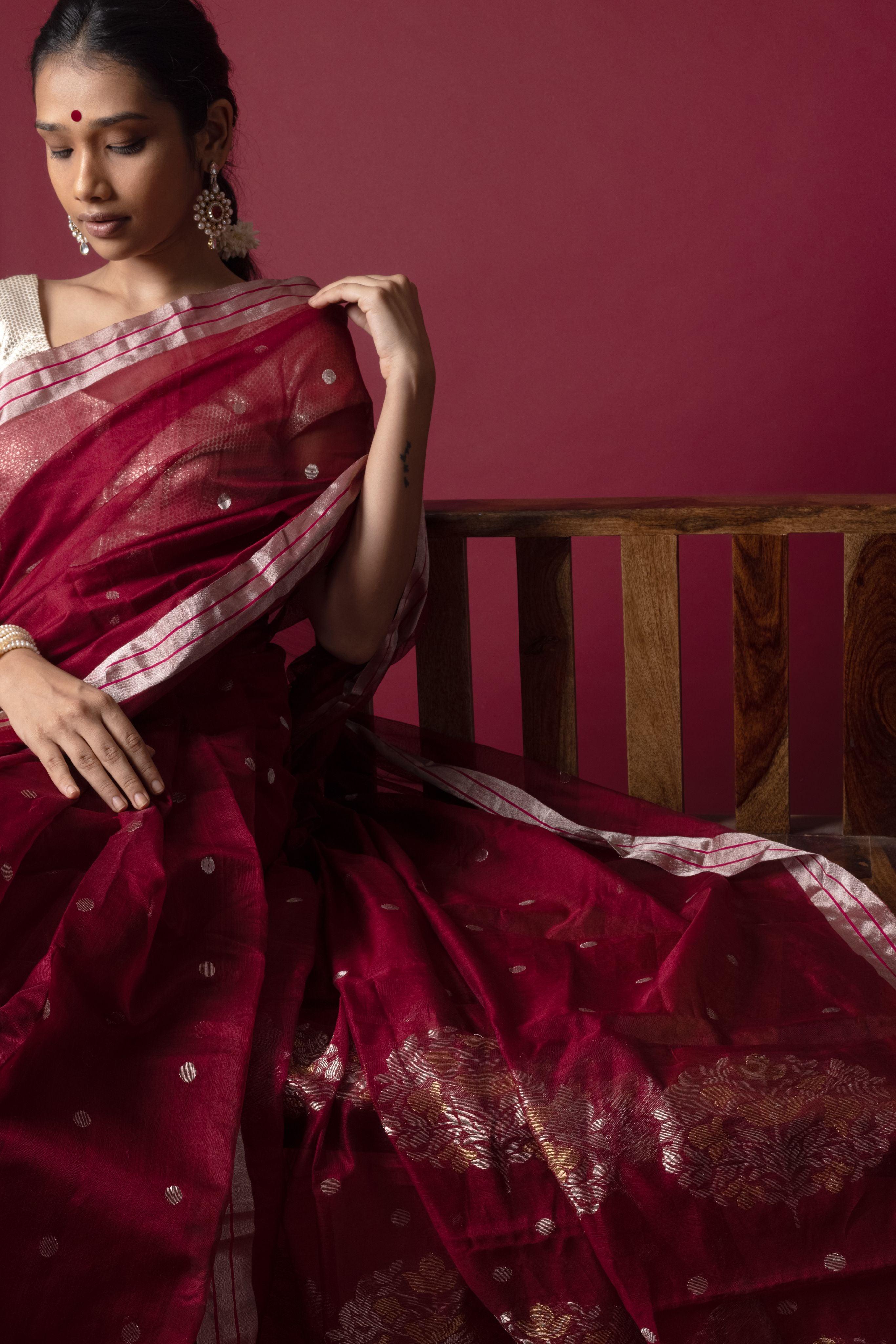 Utsav- Ruby silk cotton Chanderi saree