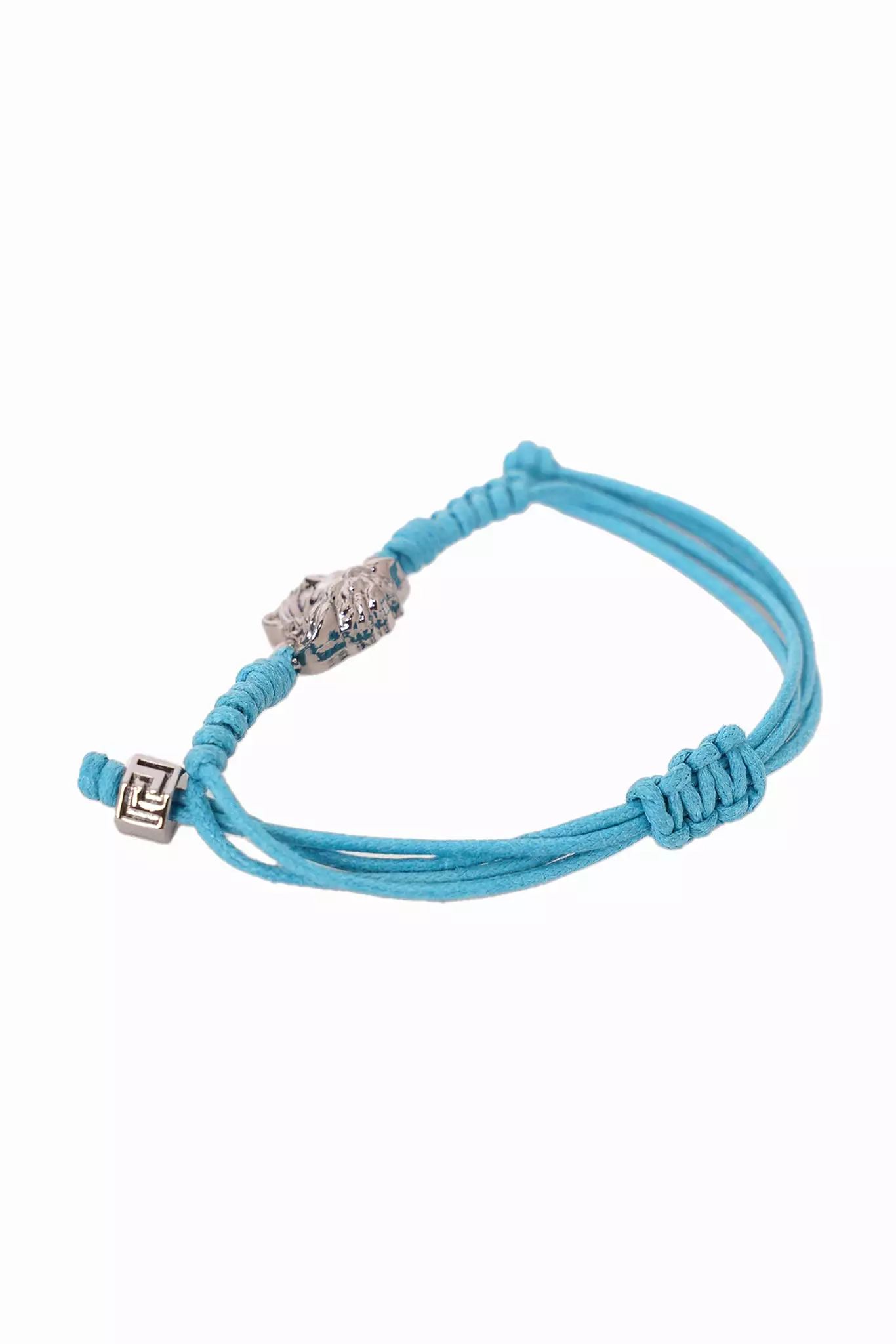 Versace Turquoise Leather La Medusa Charm Bracelet