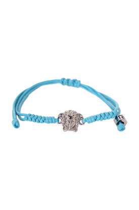 Versace Turquoise Leather La Medusa Charm Bracelet