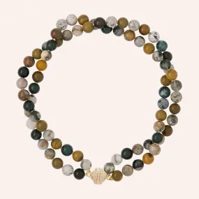 Victoire Ocean Jasper 10mm Double Strand Necklace