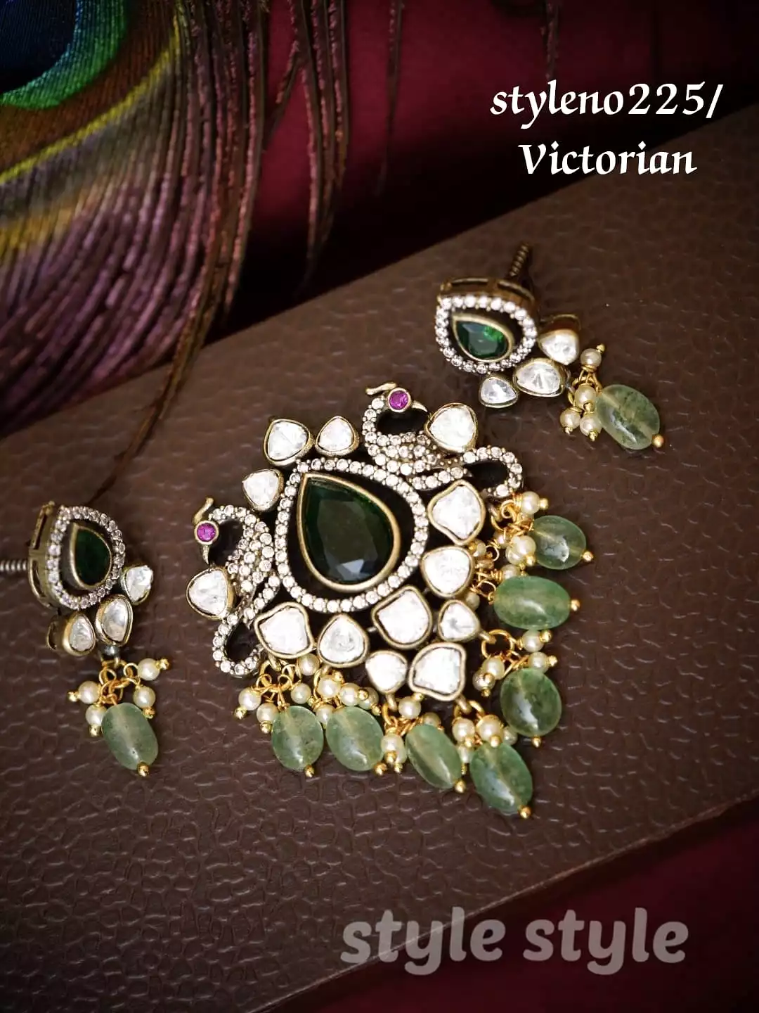 Victorian Style Peacock design pendant set for women -SHAKI001PS