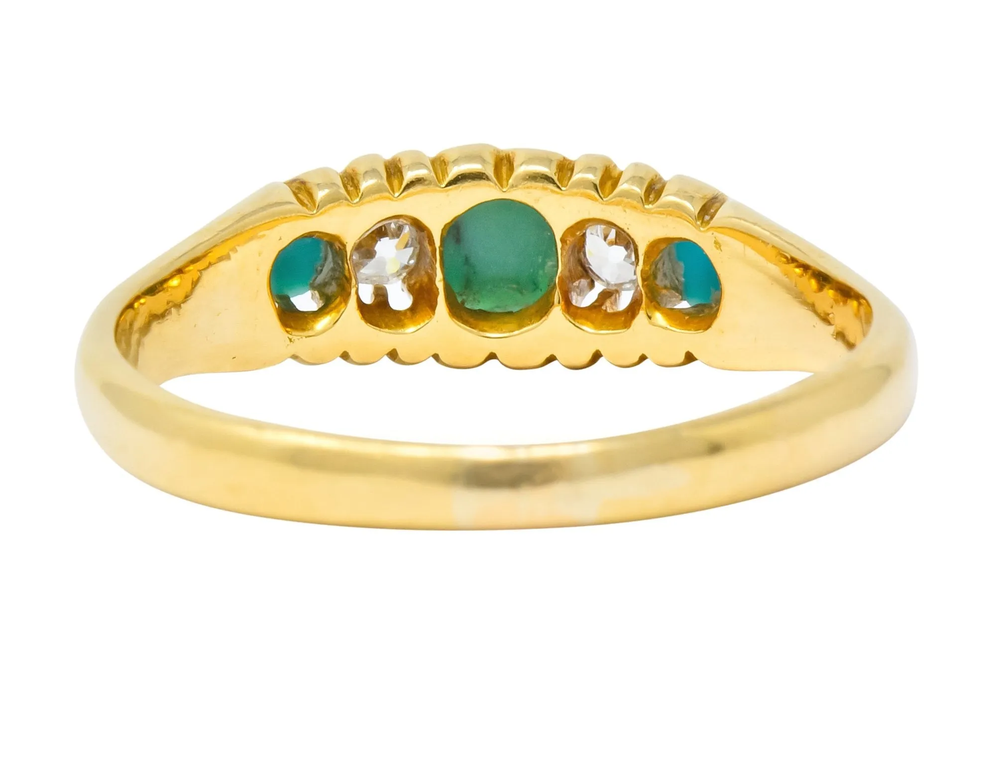 Victorian Turquoise Diamond 18 Karat Yellow Gold Band Ring