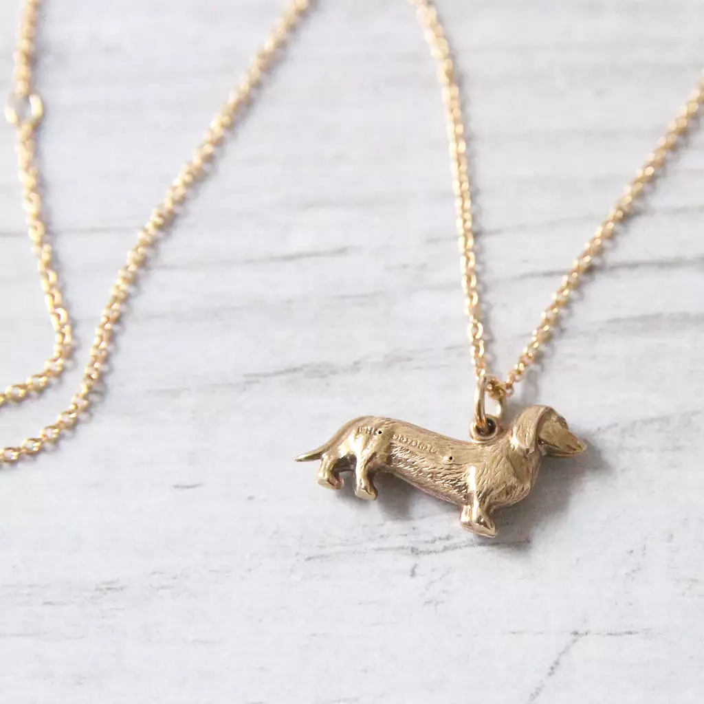 Vintage 9ct Gold Dachshund Sausage Dog Charm Pendant