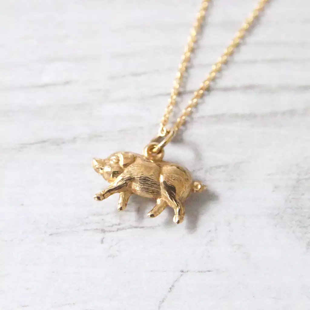 Vintage 9ct Gold 'Lucky Pig' Charm Pendant