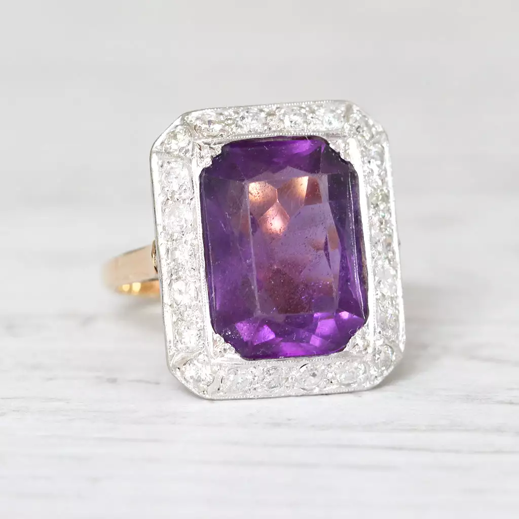 Vintage Amethyst and Diamond Cocktail Ring