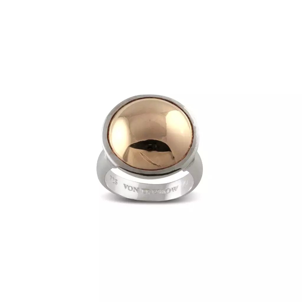 Von Treskow Large Silver and Rose Gold Domed Ring