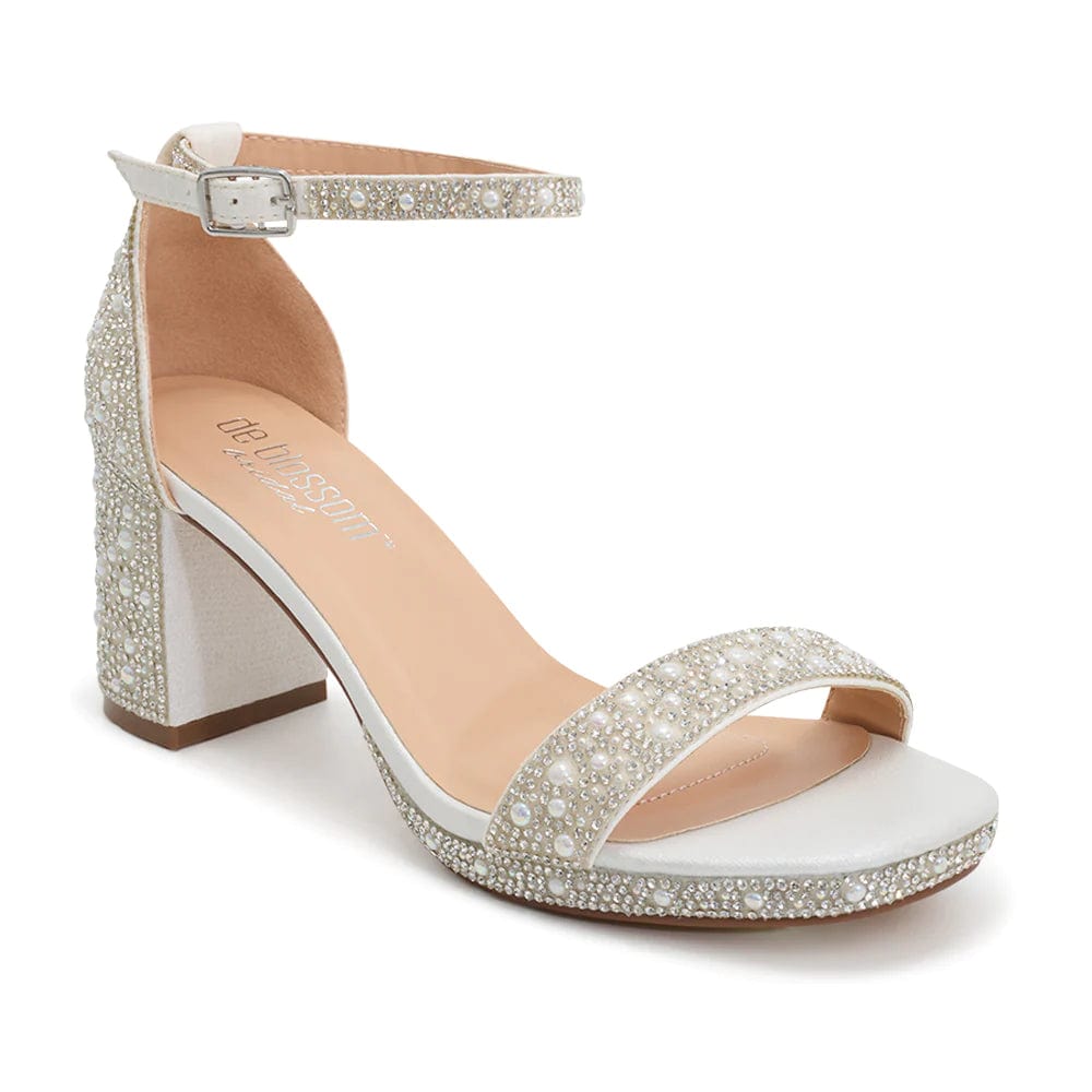 White Shimmer Block Heels