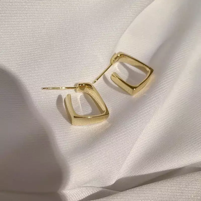 Women Exquisite Square Earrings Gold Color Circle Hoop Geometric Earrings for Girls Luxury 2022 New Fashion Pendients Jewelry