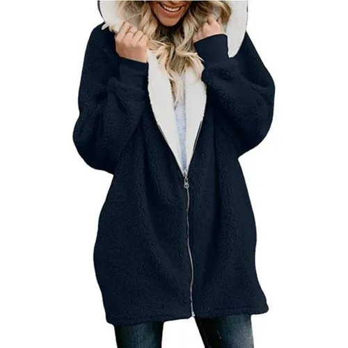 Women's Basic Fashion Solid Color Patchwork Zipper Coat