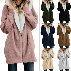 Women's Basic Fashion Solid Color Patchwork Zipper Coat