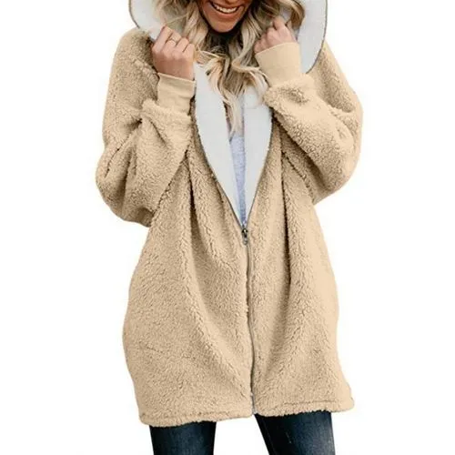 Women's Basic Fashion Solid Color Patchwork Zipper Coat