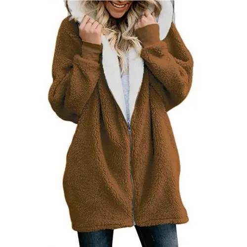 Women's Basic Fashion Solid Color Patchwork Zipper Coat