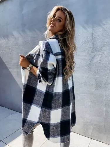 Women's Coat Blouse Long Sleeve Blouses Printing Streetwear Plaid