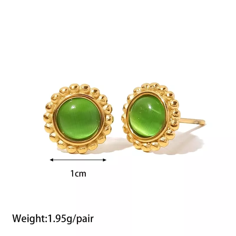 Women's Green Opal Stud Earrings