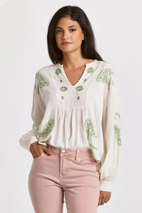 XIMENA EMBROIDERY DETAIL BLOUSE IVORY NEPHRITE