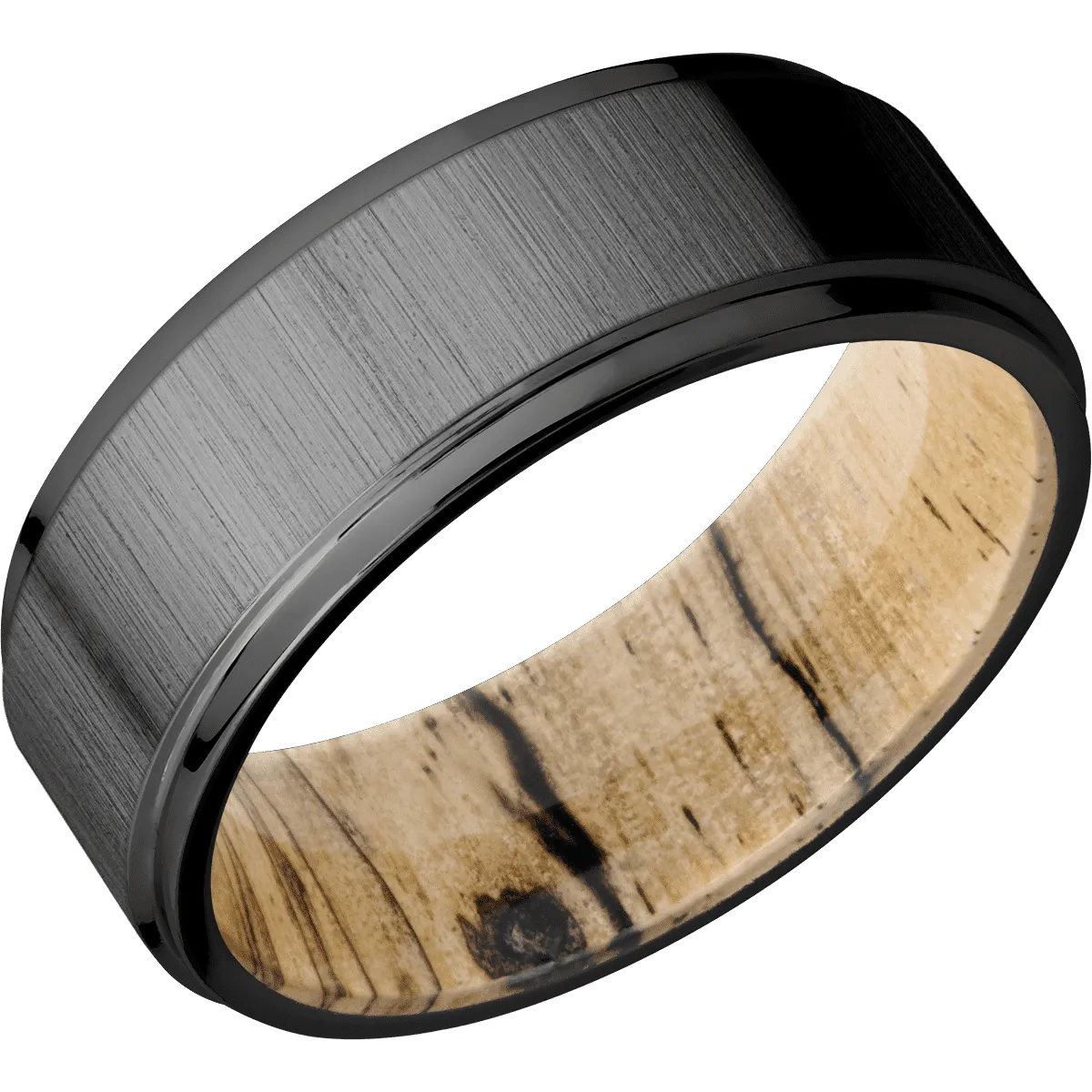 Zirconium with Crosssatinblack , Polish Finish and Spalted Tamarind